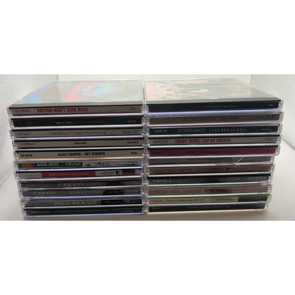 Mixed Rock CD Lot 22pc Guns N Roses AC/DC Aerosmith Motley Crue Bon Jovi Creed